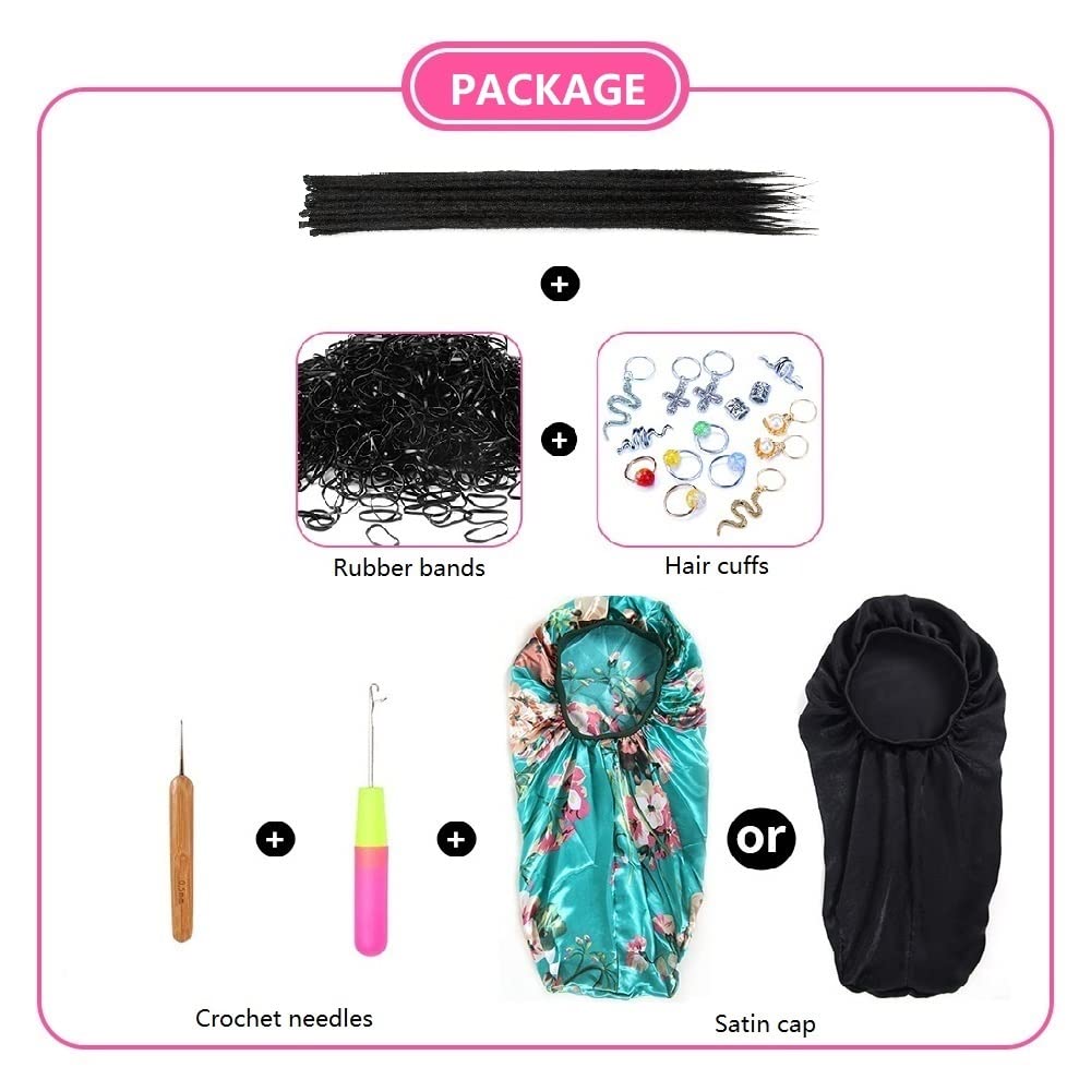 20 Pollici 20 Fili/Confezione Estensioni di Dreadlock Sintetici Sottili 0,6cm Capelli Intrecciati All'Uncinetto Morbidi Dreadlocks A Punta Singola Stile Hippie Reggae Hip-Hop, Marrone Scuro