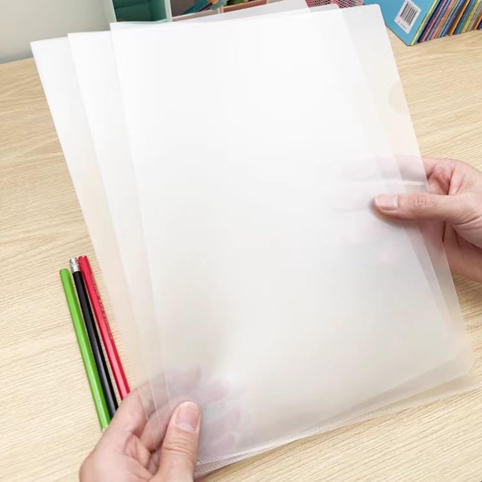 ATB-Foger 24Pcs Plastic Clear Document Folders Clear Wallets Open Top and Side Plastic Folders for Office School Work Report Presentation Project Documents File - Image 4