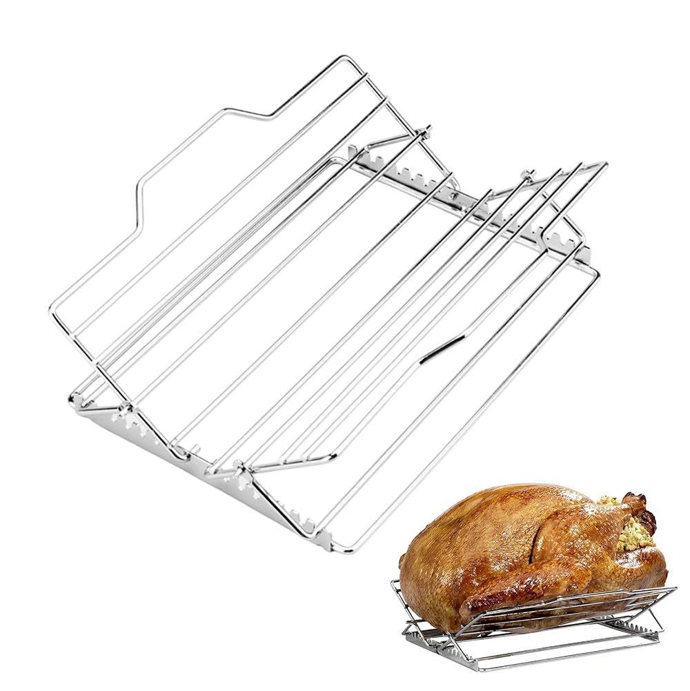 Support polyvalent pour rôtir le poulet et poisson avec grille pliable
