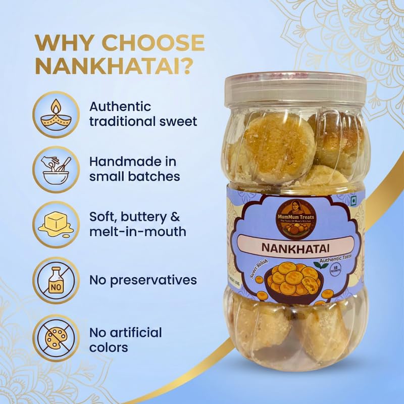 Image of MumMum Treats Nankhatai 250g | Traditional Indian Shortbread Cookies | Homemade Style Ghee Mithai