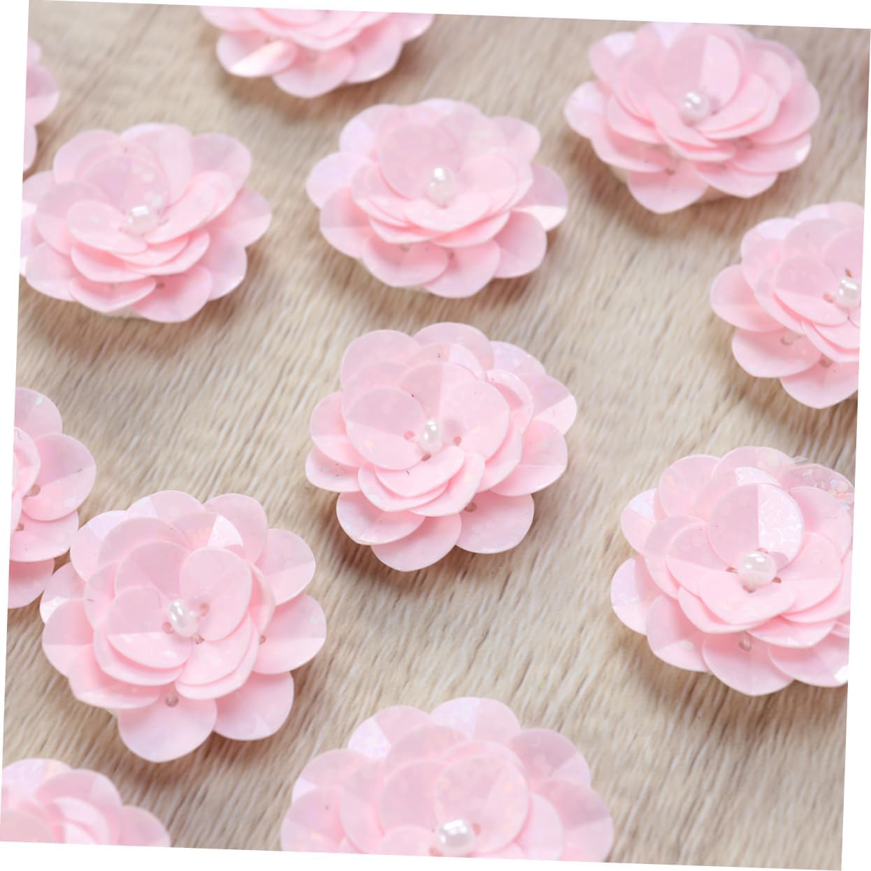 TEHAUX 18pcs Cute Fabric Flowers Sequin Applique Patches for Dress Shoe Embellishment Delicate Elegant
