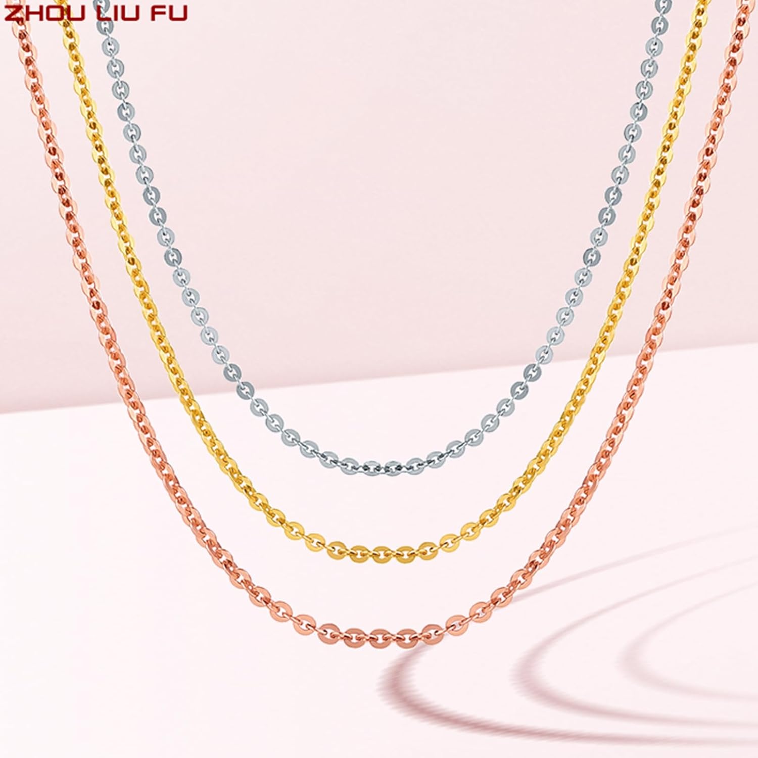 18K Real Gold Chain Necklace Yellow/Rose/White Gold Diamond Cut Cable Chain Link Necklace for Women Wife Daughter with Spring-Ring Clasp Dainty Jewelry Present Size 18.1"/18.5"/18.9" - Image 6