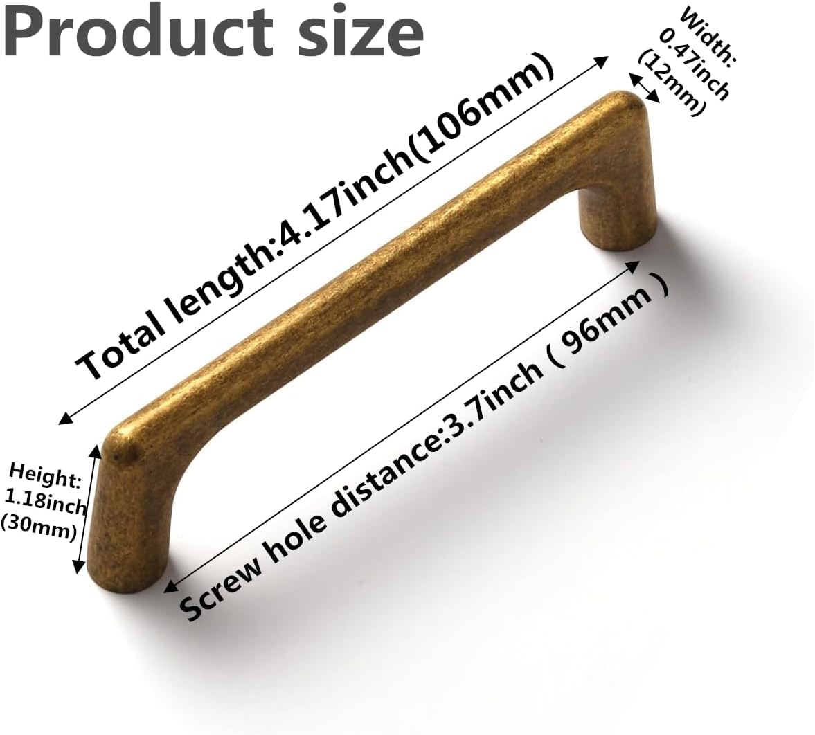 SYZOW Antique Brass Furniture Handle, 6 Pieces, Vintage Kitchen Furniture Handle, Antique Kitchen Door Handle, Centre Spacing 96 mm