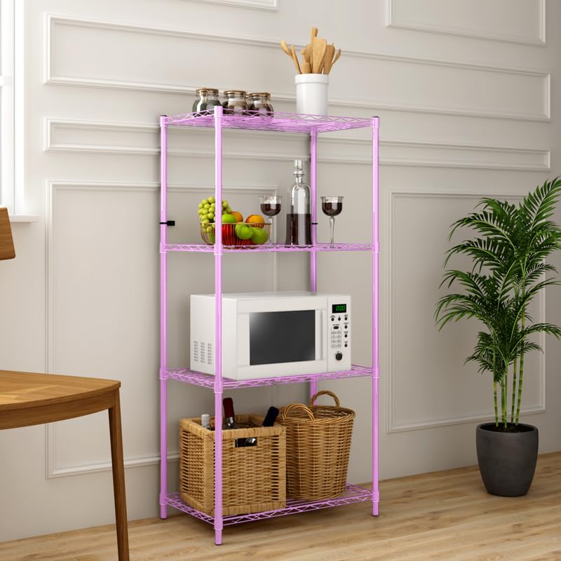 Image of 4-Shelves Heavy Duty Steel Storage Rack | Multipurpose Shelving Unit for Kitchen, Home & Utility