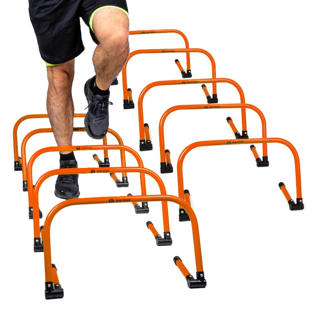 Body Sport Obstáculos de entrenamiento de velocidad atlética ajustables, equipo de entrenamiento de salto y velocidad, obstáculos para pista y campo, baloncesto, fútbol y más