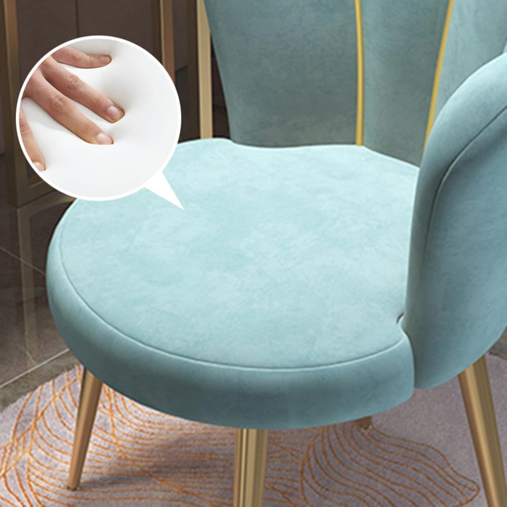 Lot de 2 Chaises en velours - avec dossier en forme de pétale - pieds en métal doré - Rose