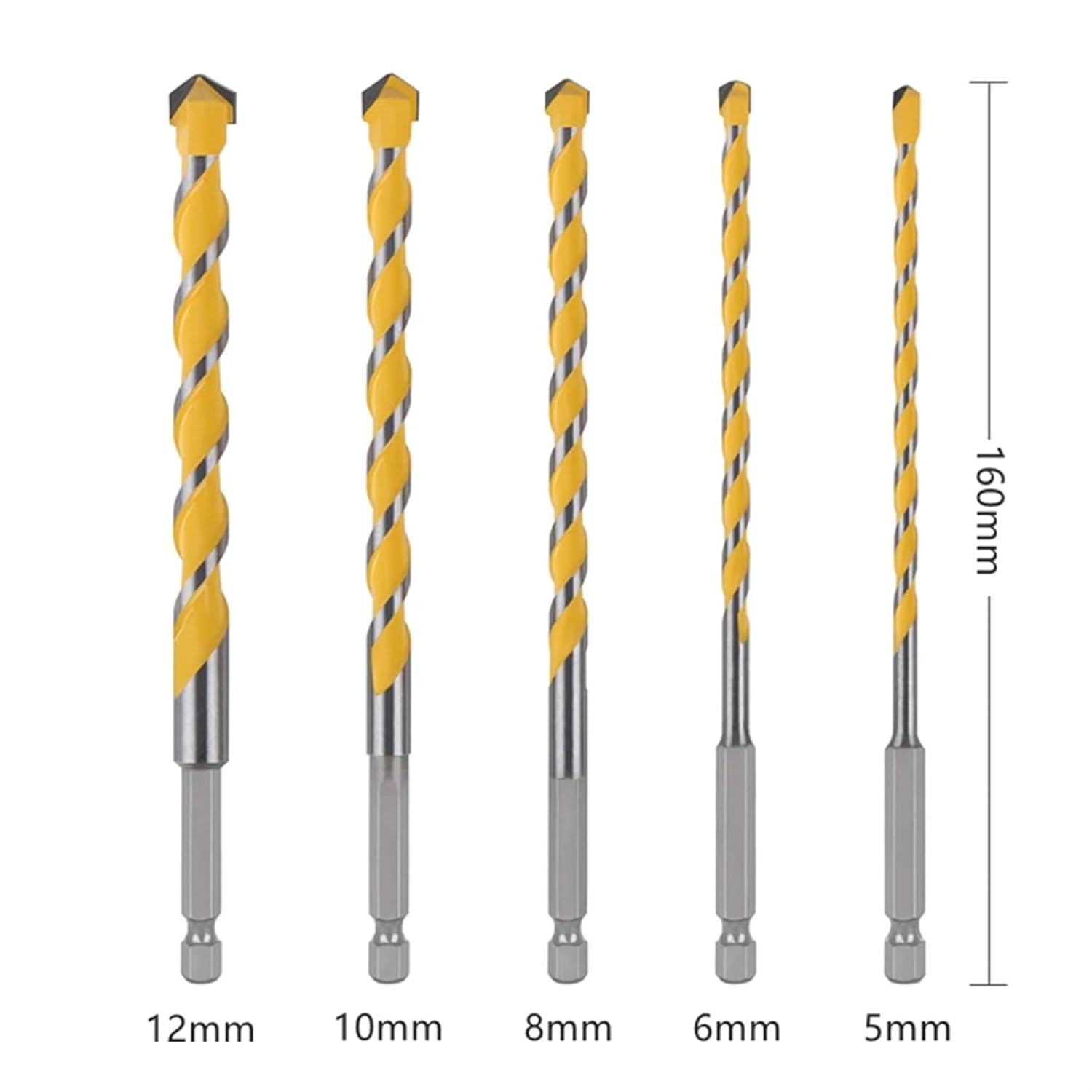 5-12mm Hex Shank 160mm Tungsten Carbide Multi-Function Drill Bits Hole Saw for Brick Concrete Soft Tile Wood Metal
