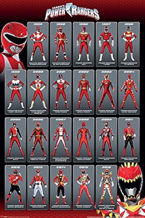 POSTER STOP ONLINE Power Rangers – TV Show Poster/Impression (Rouge Ranger Evolution) (Taille : 61 x 91,4 cm) (par Poster Stop en Ligne) Black Poster Hanger - 24" Black Poster Hanger
