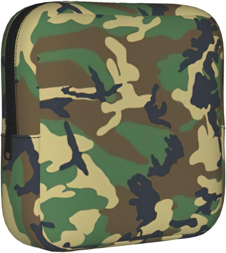 Green Military Camo Print Women Period Bag Sanitary Pouch Portable Pad Pouch Tampon Holder Small Zipper Pouch Storage Bag