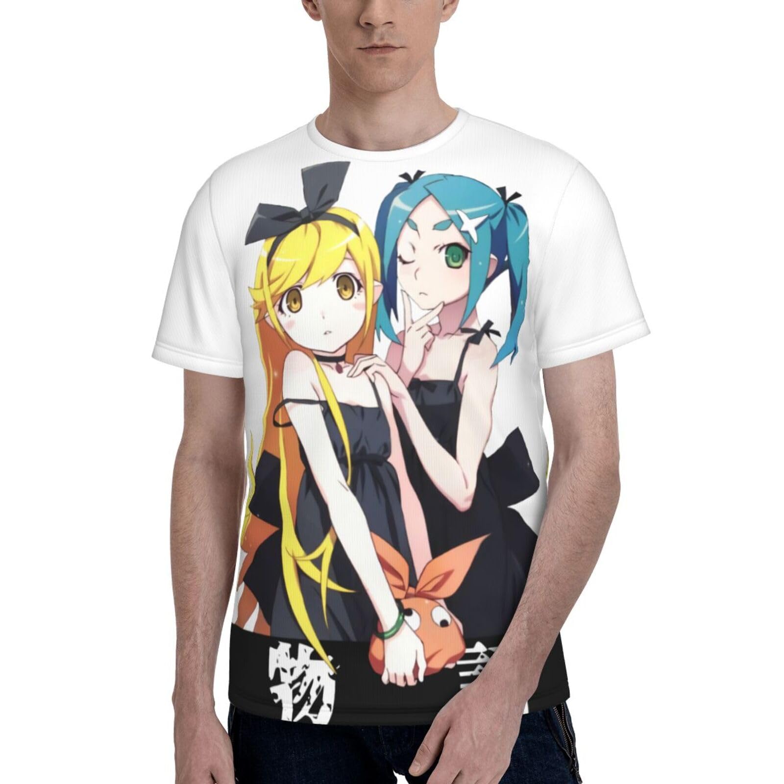 Anime Monogatari Series T Shirts Man'S Summer Loose Round Neckline Tee Sport Short Sleeve Tops