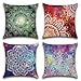 Ohok Set di 4 federe per cuscino 45,7 x 45,7 cm, geometriche astratte con fiori esotici, mandala, 45,7 x 45,7 cm, per letto, sedia, divano, camera da letto, soggiorno, decorazione per la casa