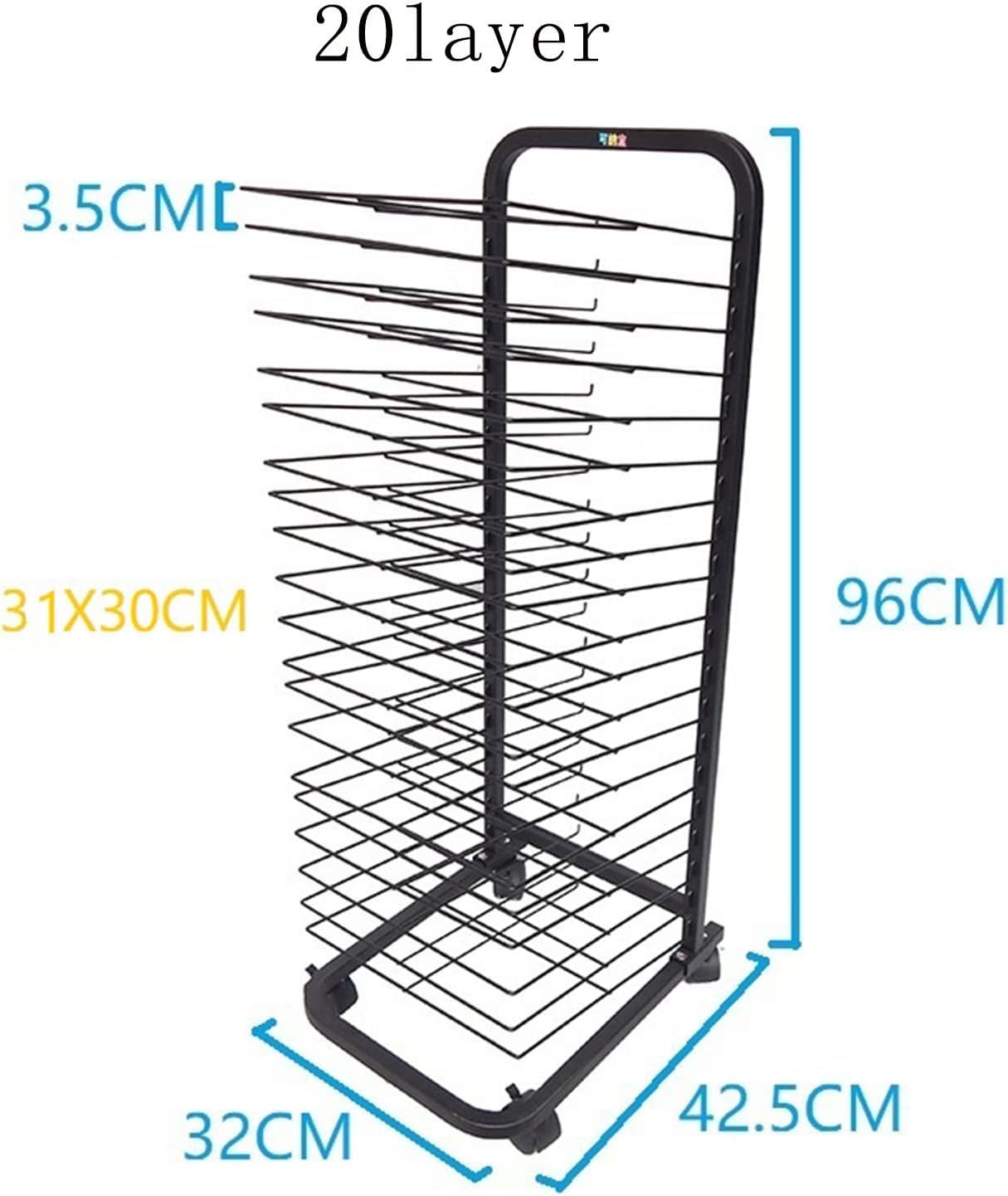Mobile Art Drying Rack with Wheels 30-Layer Stackable Metal Steel Rack for Classroom Painting Crafts & Artwork Storage Display - Ideal for Artists & Educators,20 Layers image 2