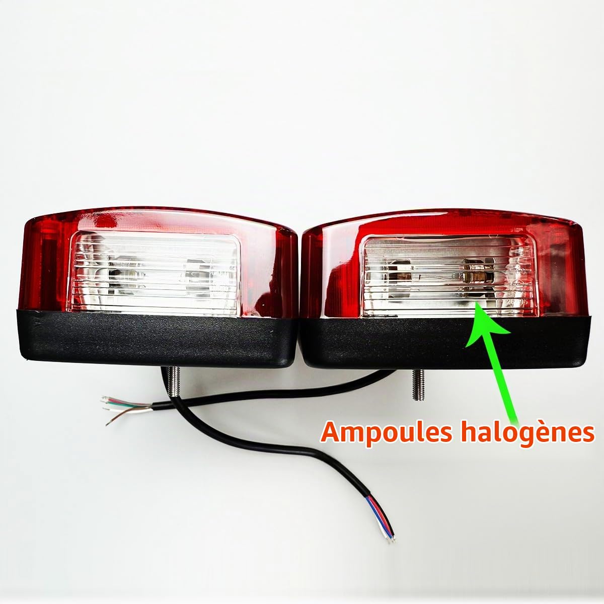 Ensemble Feux Arrière Remorques 12v Homologué E4,7Fonctions 2pcs Halogènes Feu Arrière Remorque Caravane avec Éclairage Antibrouillard Recul Imperméable Etanche pour Remorque Camion
