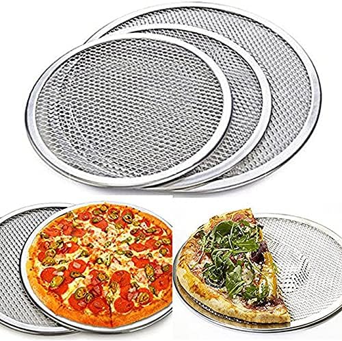 WSHA 3 Pack Aluminum Alloy Seamless Pizza Screen, Non Stick Mesh Baking Tray, Pizza Pan for Oven, BBQ, (12,13,14 inch)