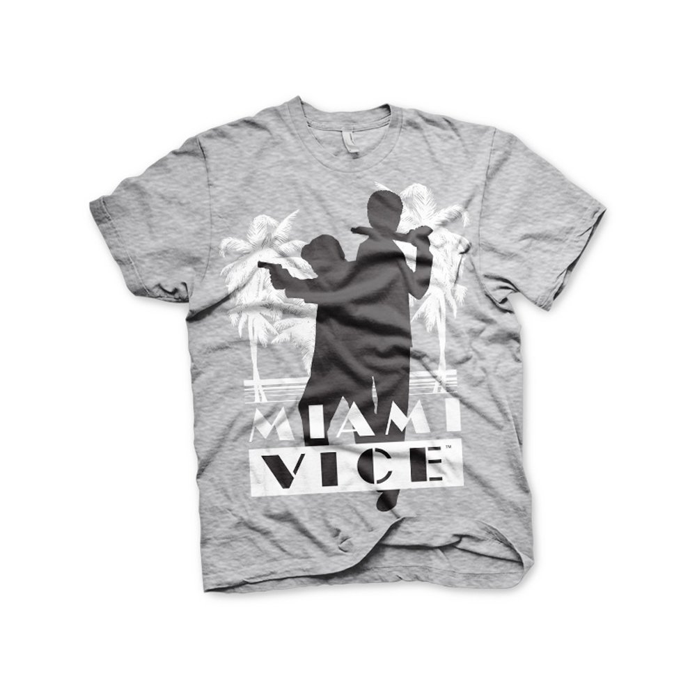 Miami Vice Men's Heather Grey Officially Licensed Merchandise Silhuettes T-Shirt (H.grey), Medium