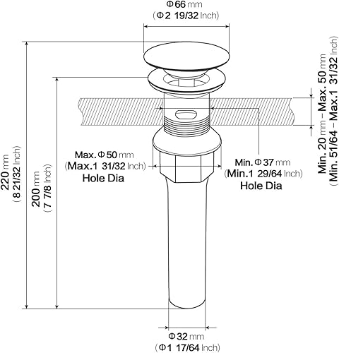 Miniatura 6 de KAIYING Drenaje desplegable, tapón de drenaje para lavabo de baño con desbordamiento, conjunto de drenaje para fregadero de recipiente con tapón de