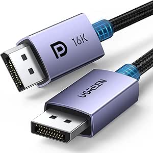 UGREEN 16K DisplayPort Cable 6.6FT [VESA Certified] 240Hz DP 2.1 to DP Lead 16K@30Hz 8K@240Hz 4K@240Hz HDR DSC 1.2a MST FreeSync G-Sync HDCP 2.3 Display Port Cord for TV PC Video Card Monitor (2M)