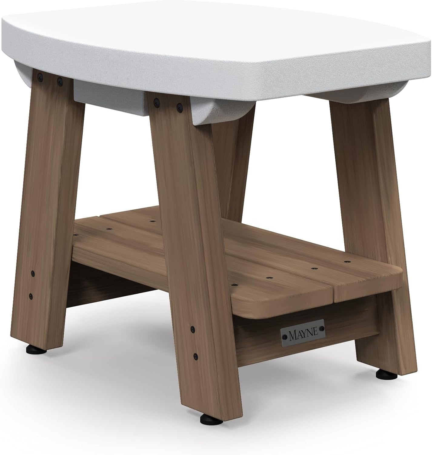 Mayne Mesa Weather Resistant 2-Tier End Table with Built-in UV Inhibitors, Easy Assemble Patio Furniture, Outdoor Furniture for Patio, Porch, Backyard