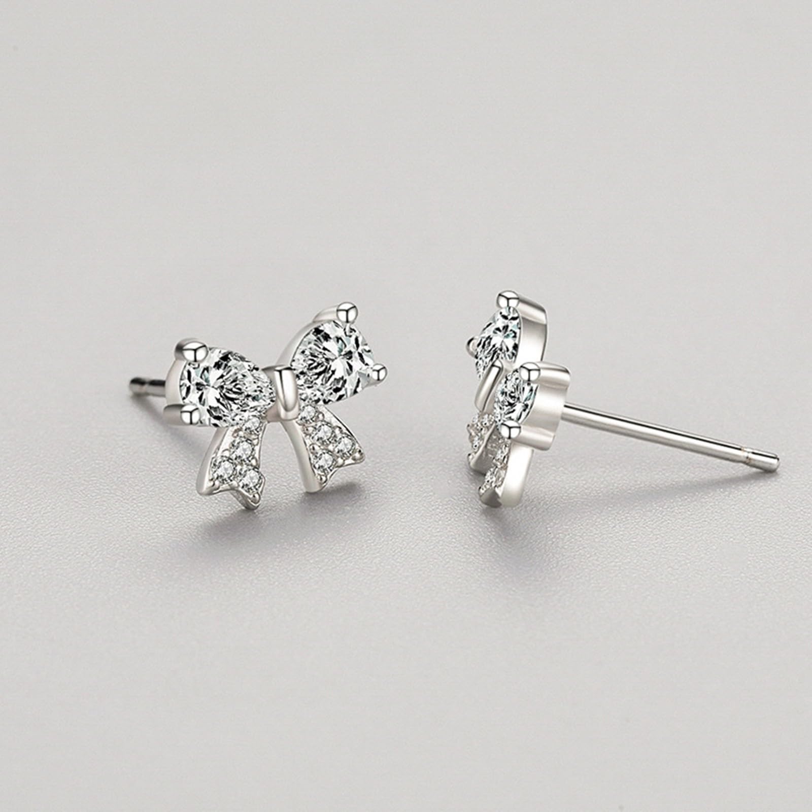 Kolczyki na sztyfcie, białe złoto, białe złoto, 750 585 375, damskie, elegancka kokarda z kroplami, okrągłe kolczyki Moissanite, prawdziwa biżuteria na wesele, dla panny młodej, białe złoto