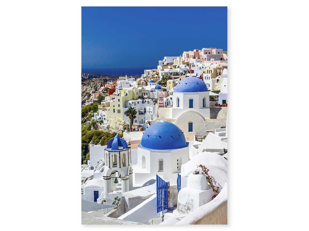 Tableau dôme bleu Cyclades pour un salon ambiance Grèce