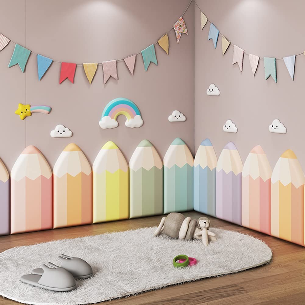 3D Anti-Collision Wall Stickers Dzieci antykolizyjne naklejki ścienne 3D, kot kreskówkowy samoprzylepne panele ścienne przedszkole poduszka Tatami wyściełana wyściółka ścienna (Color : Blue-1, Size