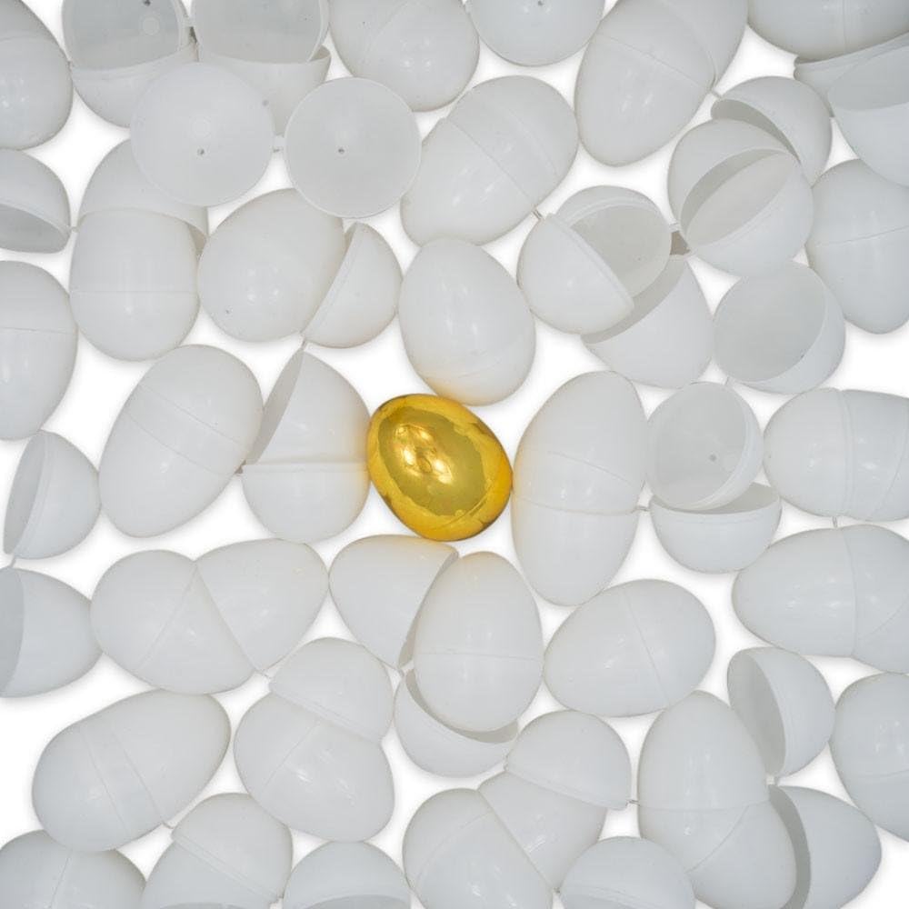 48 Pack Fillable Easter Eggs with Gold Prize Egg Hinged Plastic Egg Hunt Set for Kids Candy Toy Fillers