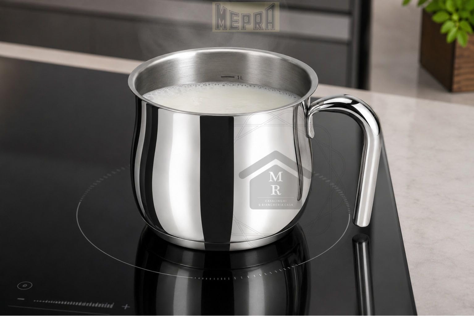 BOLLILATTE 1950 ACCIAIO INOX 18/10 TRIPLO FONDO INDUZIONE (Bollilatte cm. 12)