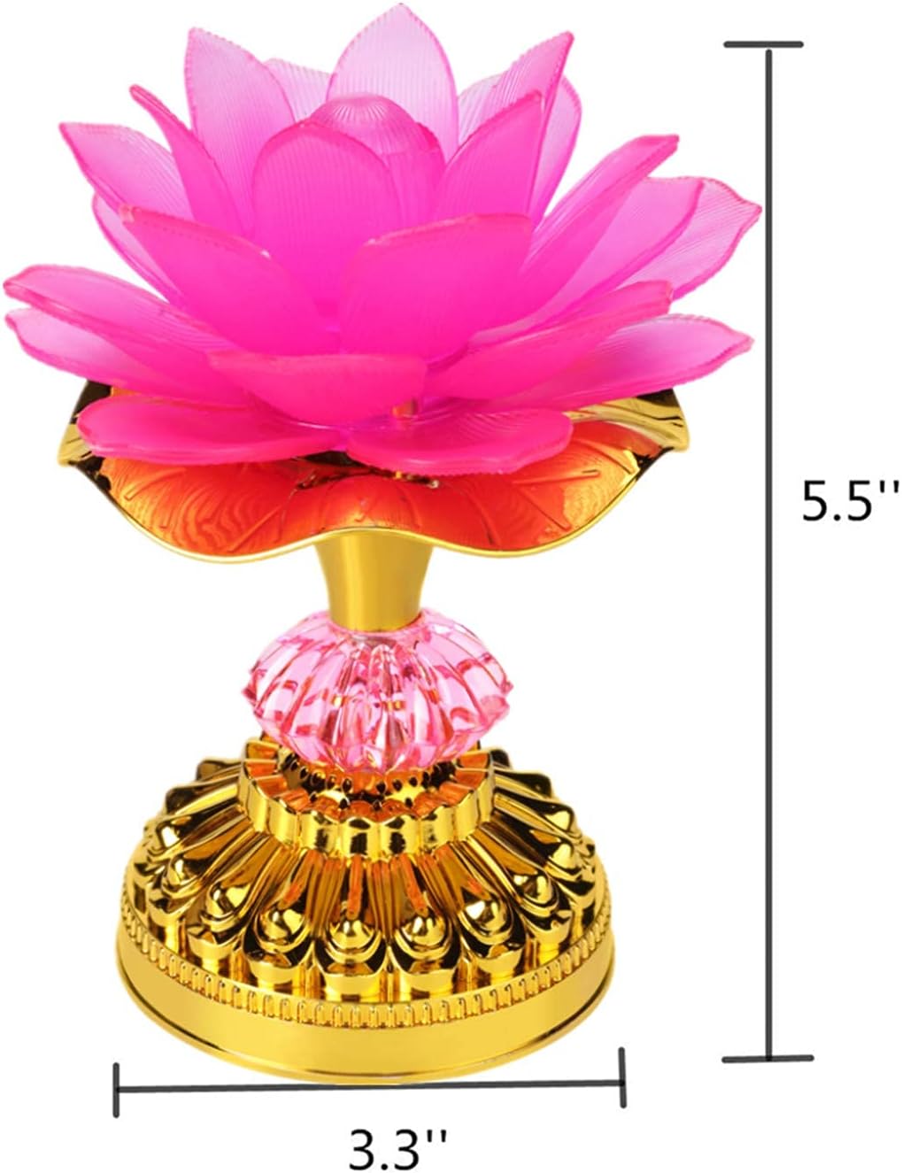 LACGO Pack of 2 LED Lotus Buddhist Lights Color-Changing Gradient Buddha Lotus Lamps Plug in or Battery-Operated Buddhist Worship Prayer Faith Supply Things(3.3''W/5.5''H, Pink)