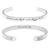 𝐂hristian 𝐁racelets for 𝐖omen Inspirational Religious Gifts for Her Bible Verse Bapstism Jewelry Cuff Bangle