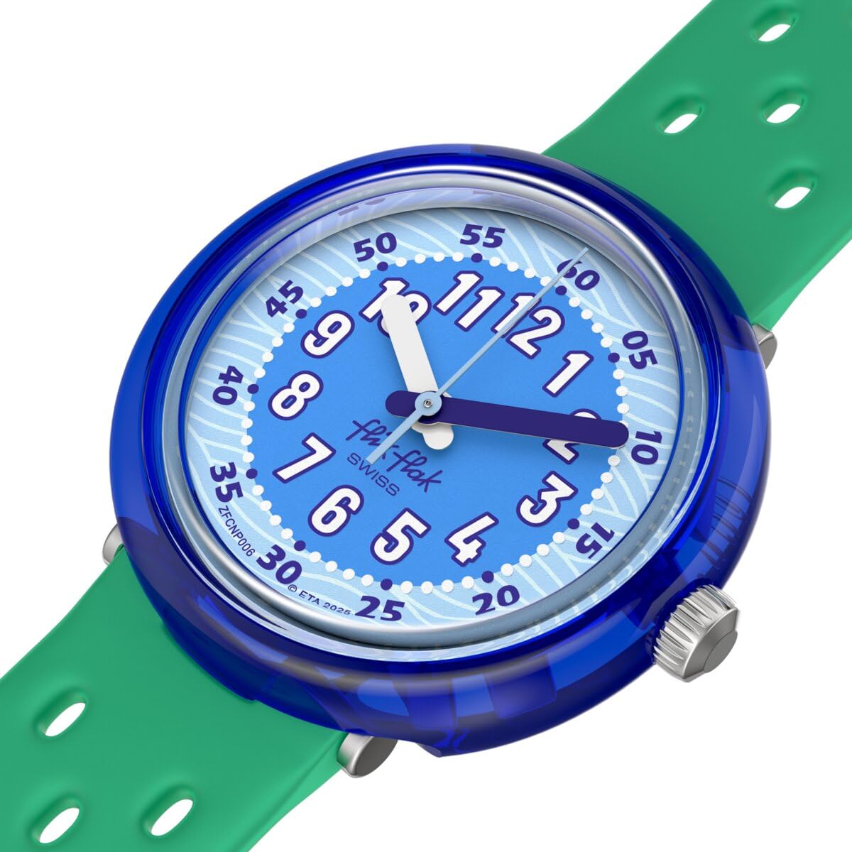 Flik Flak Unisex-Kinderuhr, lässig, grün, bio-sourced Quarz, wasserdicht, Fizz in Waves
