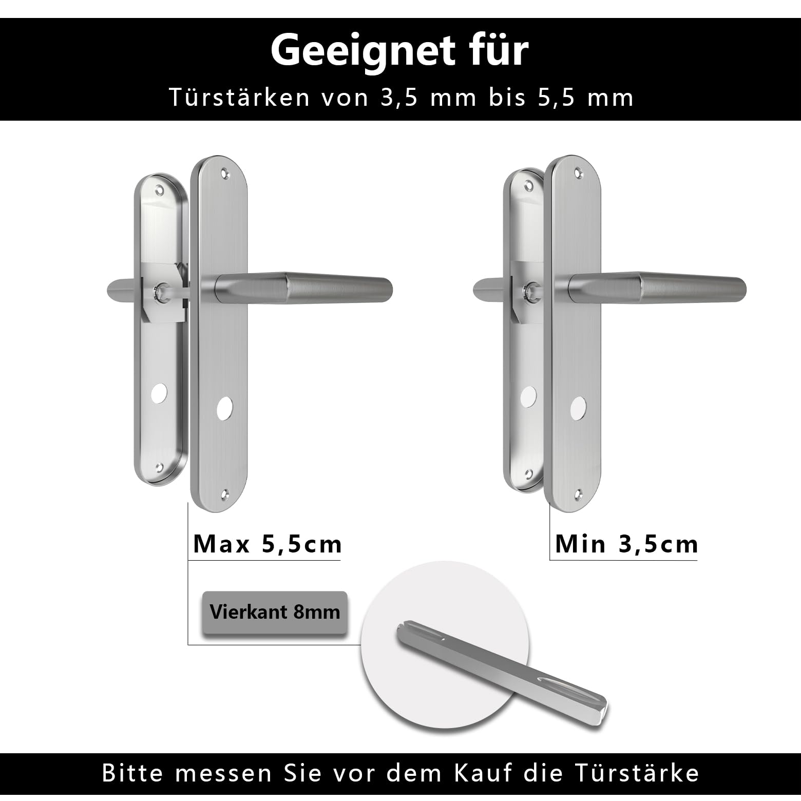 Drückergarnitur WC Badezimmer Türschloss Türgriffe Innentüren Türklinke 240 * 50 mm Silber