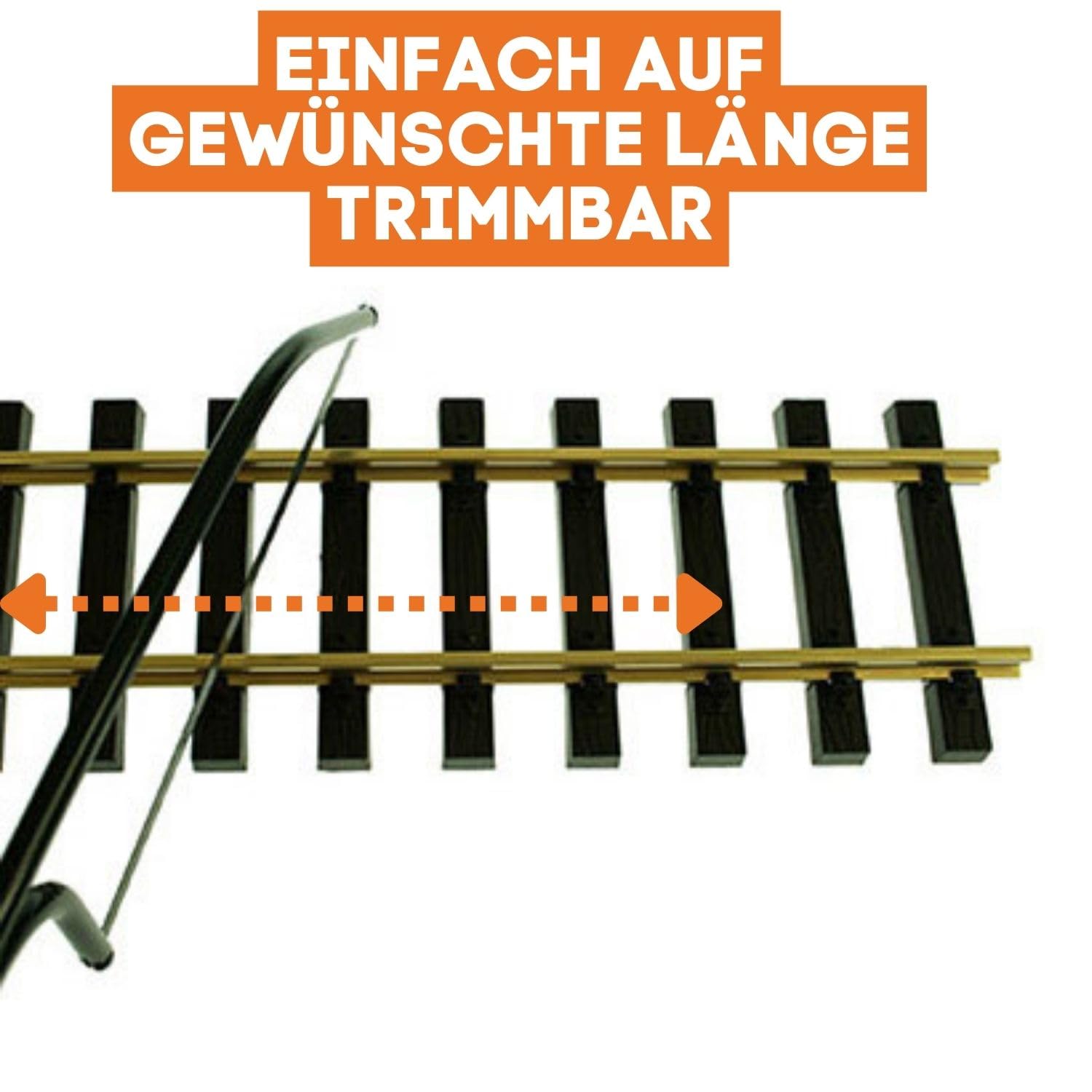 Gleis gerade 60 cm mit Messing-Schraub-Verbinder - 10 Stück - mit Allen Spur G Gleissystemen kombinierbar