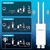 Vista 5 de NEWFAST AC1200 Gigabit Extensor WiFi para exteriores, punto de acceso al aire libre de doble banda resistente a la intemperie con POE, 2 antenas