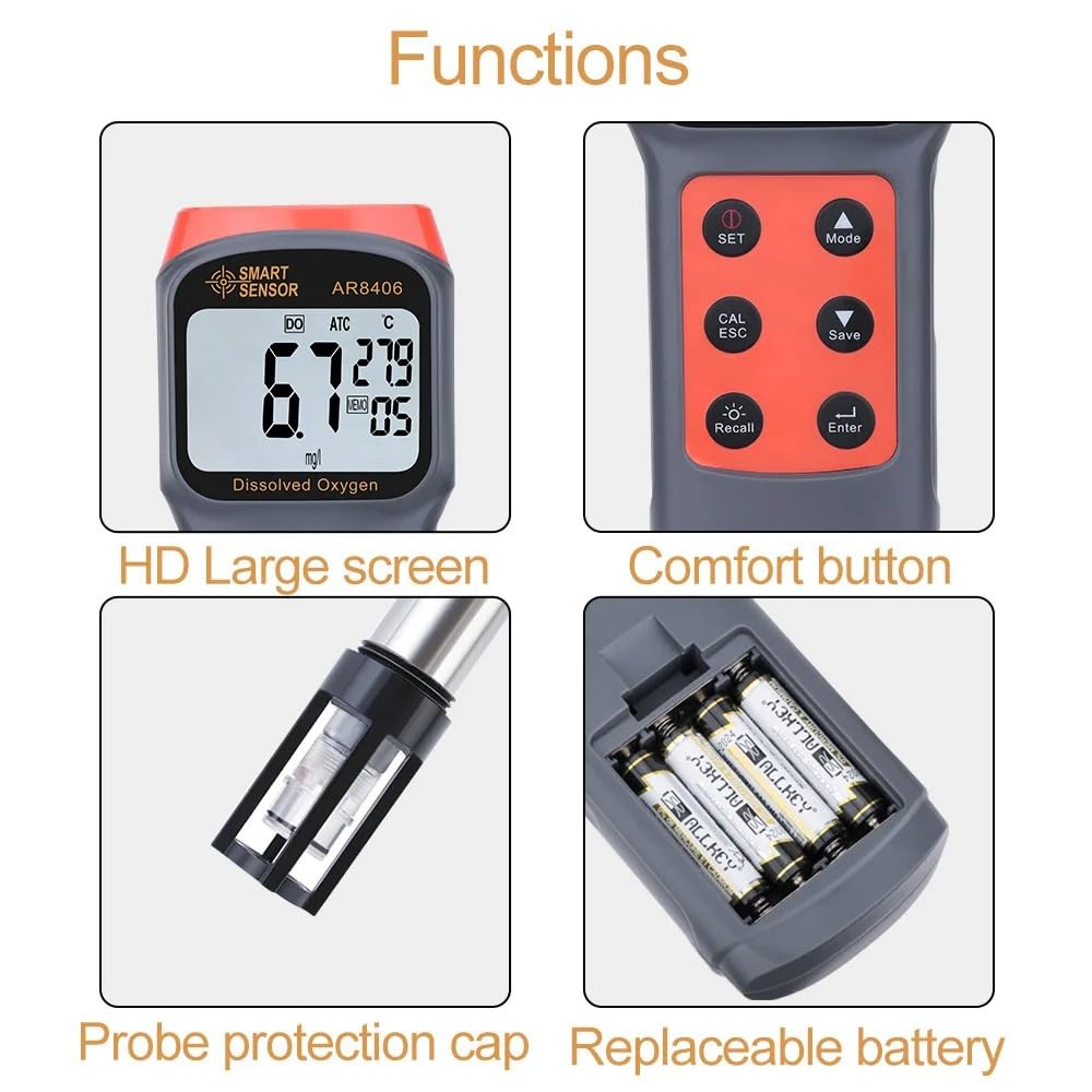 Medidor Digital de oxígeno disuelto Probador de Calidad del Agua DO Tester 0-30 MG/L Rango de medición Detector de Contenido de oxígeno