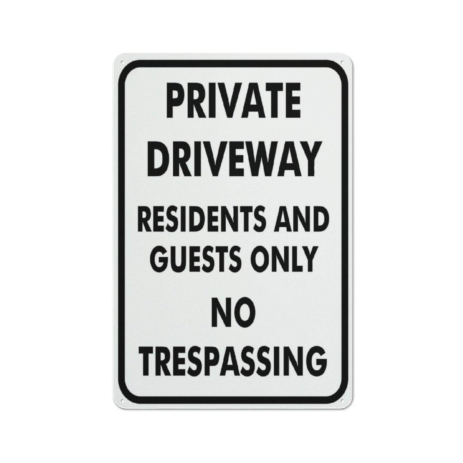 Aluminum Private Driveway Sign, Driveway For Residents And Guests Only, No Trespassing, Indoor & Outdoor Use, 12×8 Inch