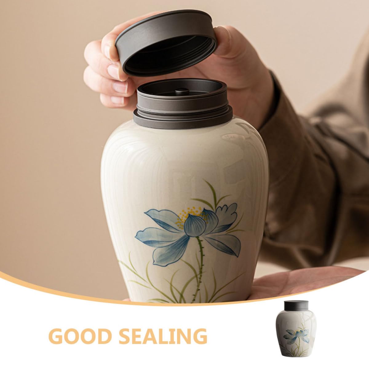 Recipiente de Cerámica para Almacenamiento de Té y Secos de 700ml Multiusos y Fácil de Limpiar Tapa Hermética para Uso Doméstico
