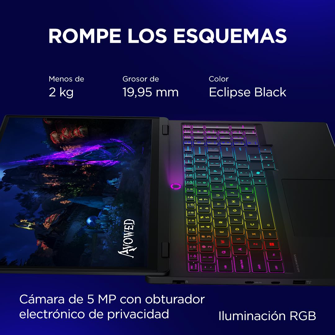 Lenovo Legion 5 Gen 10 – komputer przenośny do gier IA 15.1" WQXGA OLED (Intel Core i7-13650HX, NVIDIA GeForce RTX 5070, 32 GB RAM, 1 TB SSD, Wi-Fi 7, bez systemu operacyjnego) klawiatura RGB