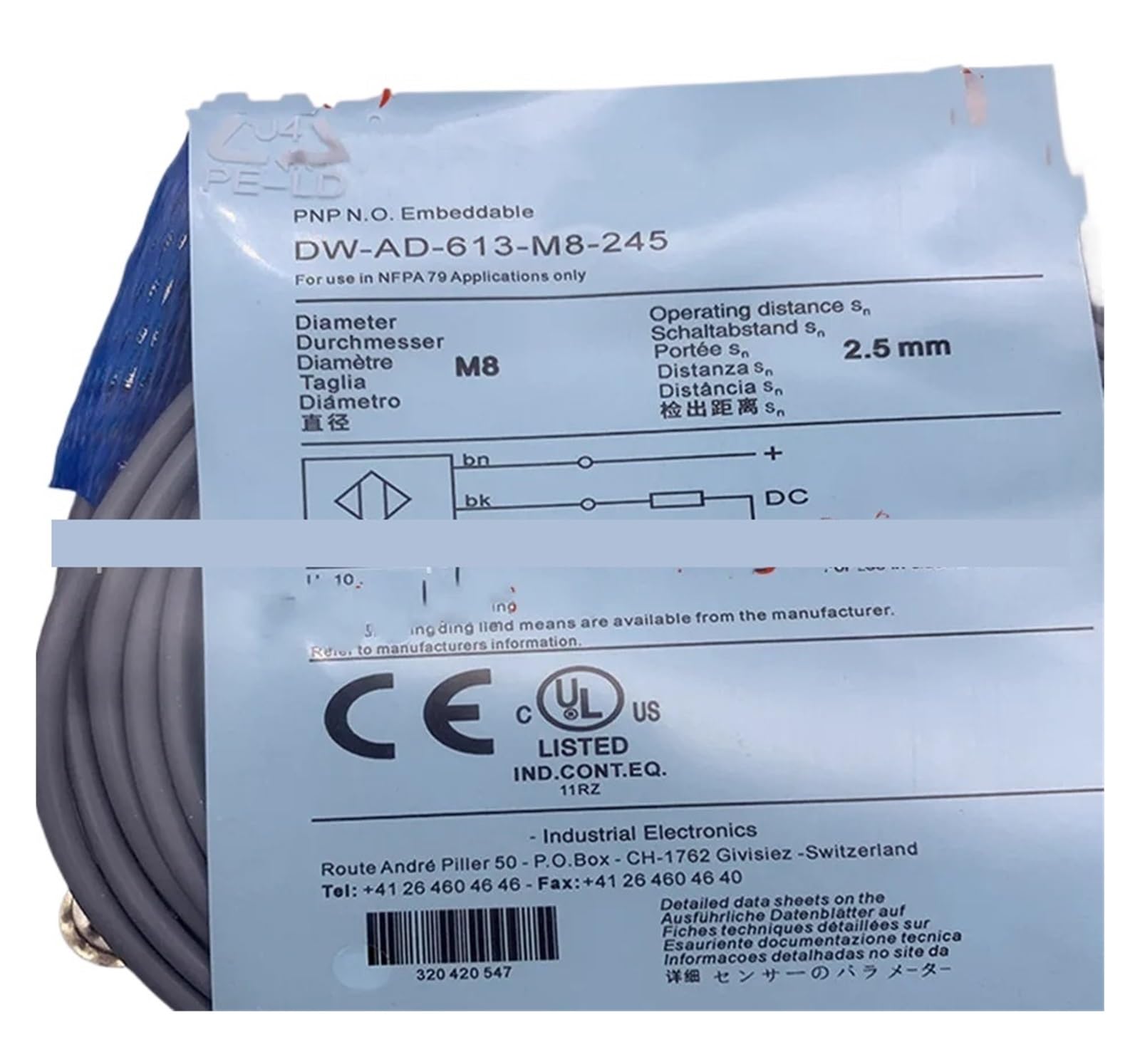 XDDQWSWA 3pcs proximity switch DW-AD-613-M8 DW-AD-613-M8-245(DW-AD-613-M8)