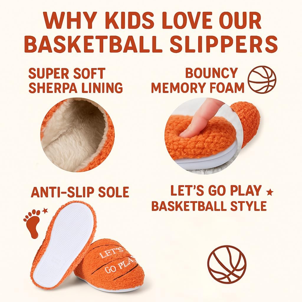 Boys Ball Sports Slippers Kids Warm Bedroom Slippers Memory Foam Non-Slip Winter Indoor Shoes (Toddler/Little Kid/Big Kid) - Image 5