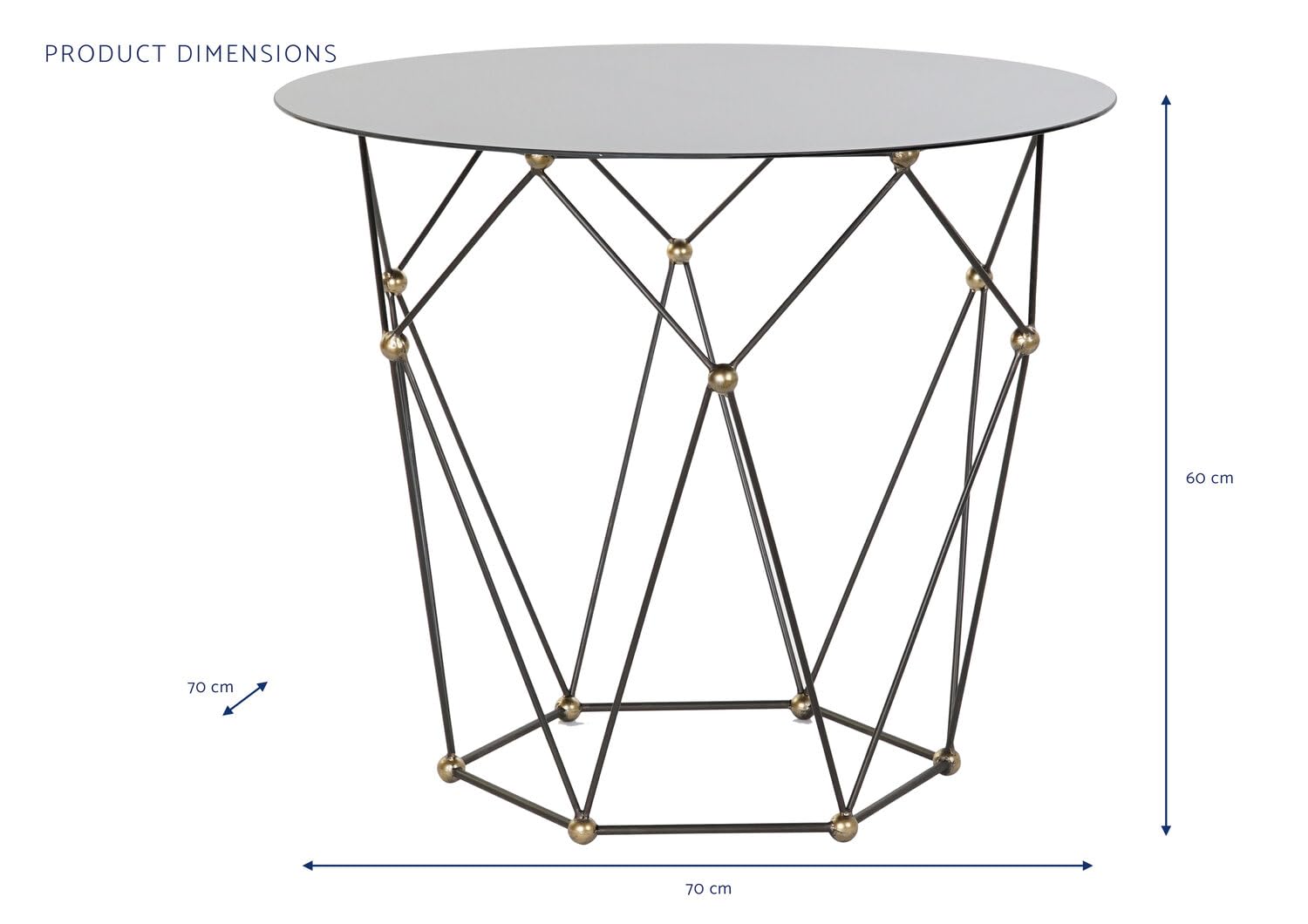 MESITA AUXILIAR METAL CRISTAL 70X70X60 NEGRO_ AlexandreHouse