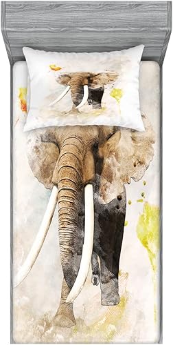 Miniatura 83 de Ambesonne Juego de sábanas bajeras y fundas de almohada, diseño retro de los videojuegos con botones de joystick vintage de los años 80 y 90, diseño