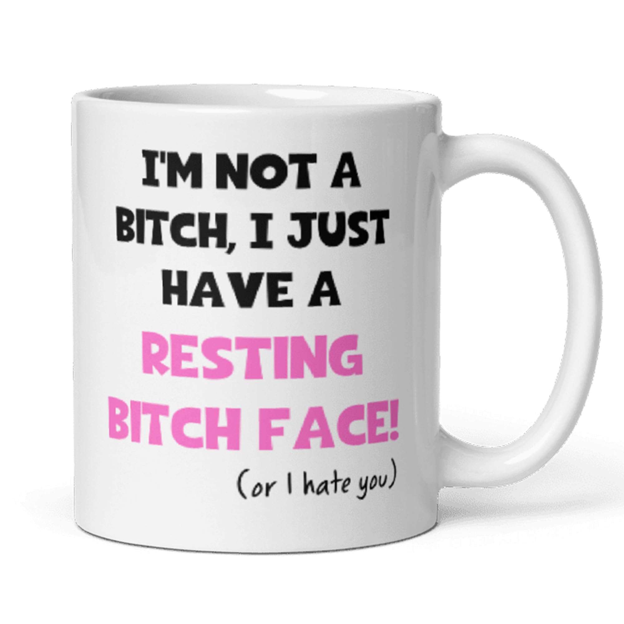 Confidently Quirky - Resting Bitch Face White Mug, Funny Secret Santa For Her, Work Bestie Birthday Gift, Joke Mug Gift