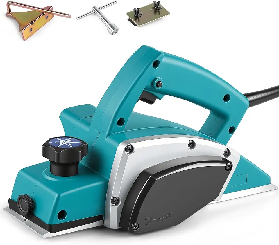 110 V Plaina Elétrica Profissional, 800 W Ferramenta Portátil com Fio para Madeira, 82 mm de Largura, 1 mm de Profundidade, 13000 RPM, Profundidade de Corte Ajustável