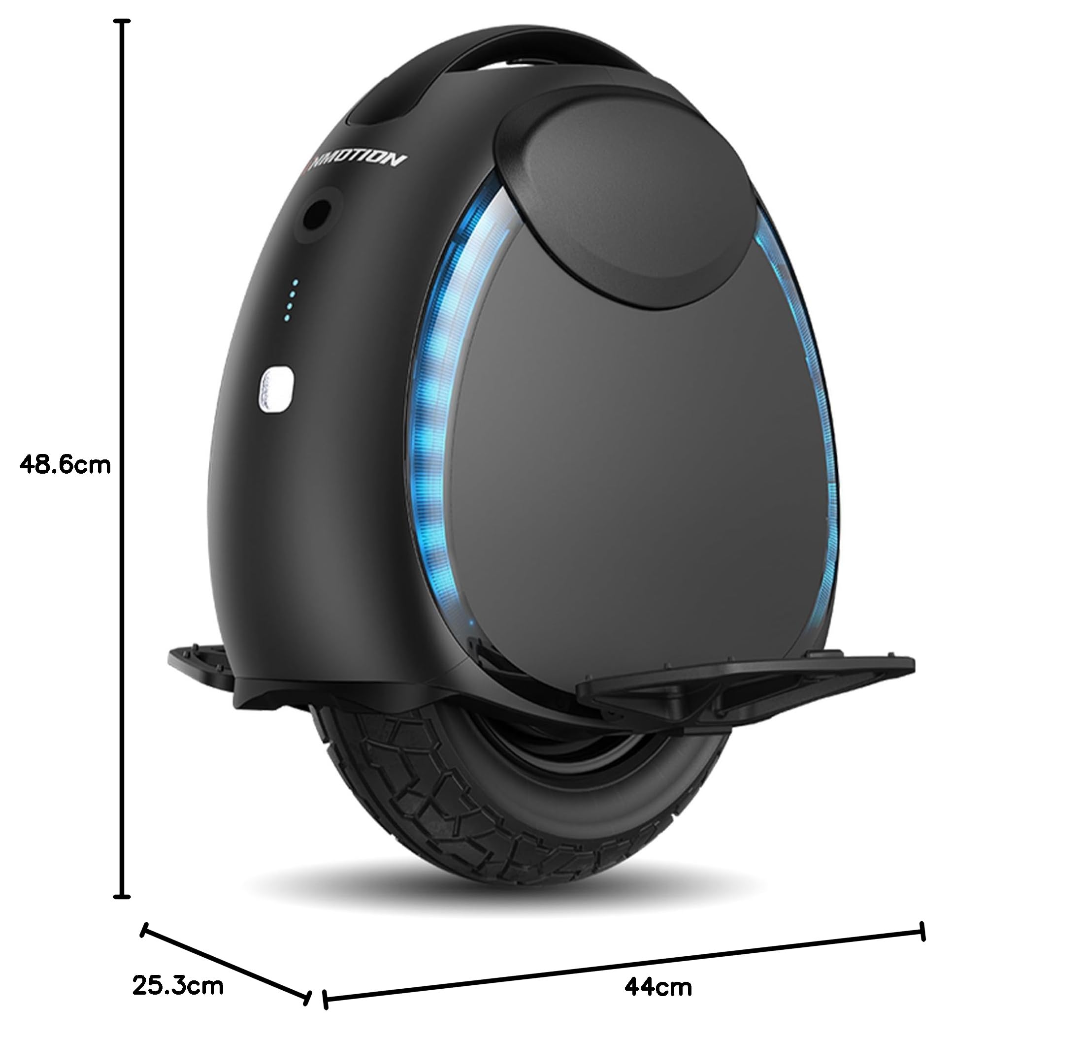 Monociclo eléctrico Inmotion V6 para Adultos, Color Negro, Motor de 500 W, autonomía de hasta 30 km, límite de Velocidad de 25 km/h, llanta sin cámara de 14", Color Negro.