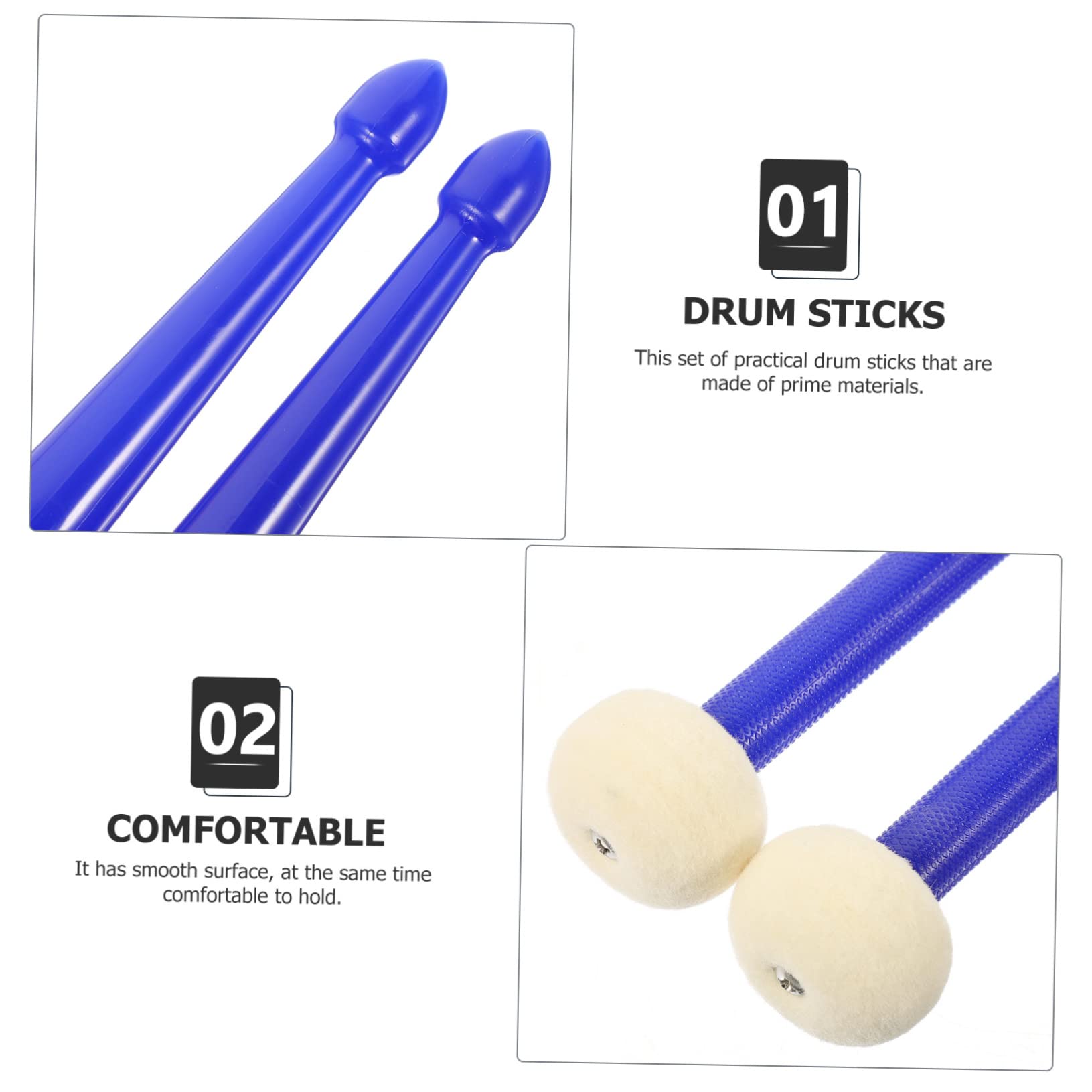 TOYANDONA 2paare Langlebige Doppelseitige Schlagzeugstöcke Vielseitige Und Praktische Drumsticks Für Jazz Snare Und Verschiedene Trommelstile Tiefblaue Farbe Für Percussion-enthusiasten