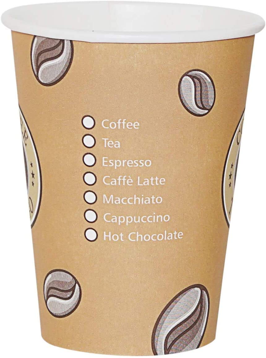 Gastro-Bedarf-Gutheil 100 Top Kaffeebecher Pappe 300ml / 12oz Pappbecher Einwegbecher EINWEG Coffee to go 0,3 L 300ml Becher mit schwarzen Deckel