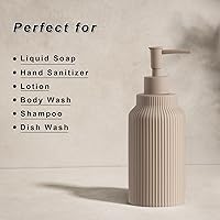Vista 5 de Modern Ceramic Soap Dispenser for Bathroom，14oz Ceramic Soft Touch Hand Lotion Dispenser with Pump，Liquid soap Dispenser for Kitchen Rubber Paint