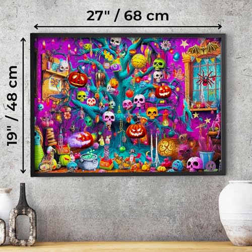 1000 Piece Jigsaw Puzzle for Adults - Halloween Haunted Tree, Skulls & Pumpkins - Matte Anti-Glare Finish, 27x19 in, Spooky Challenging Puzzle & Unique Gift | Enjoy — view 2