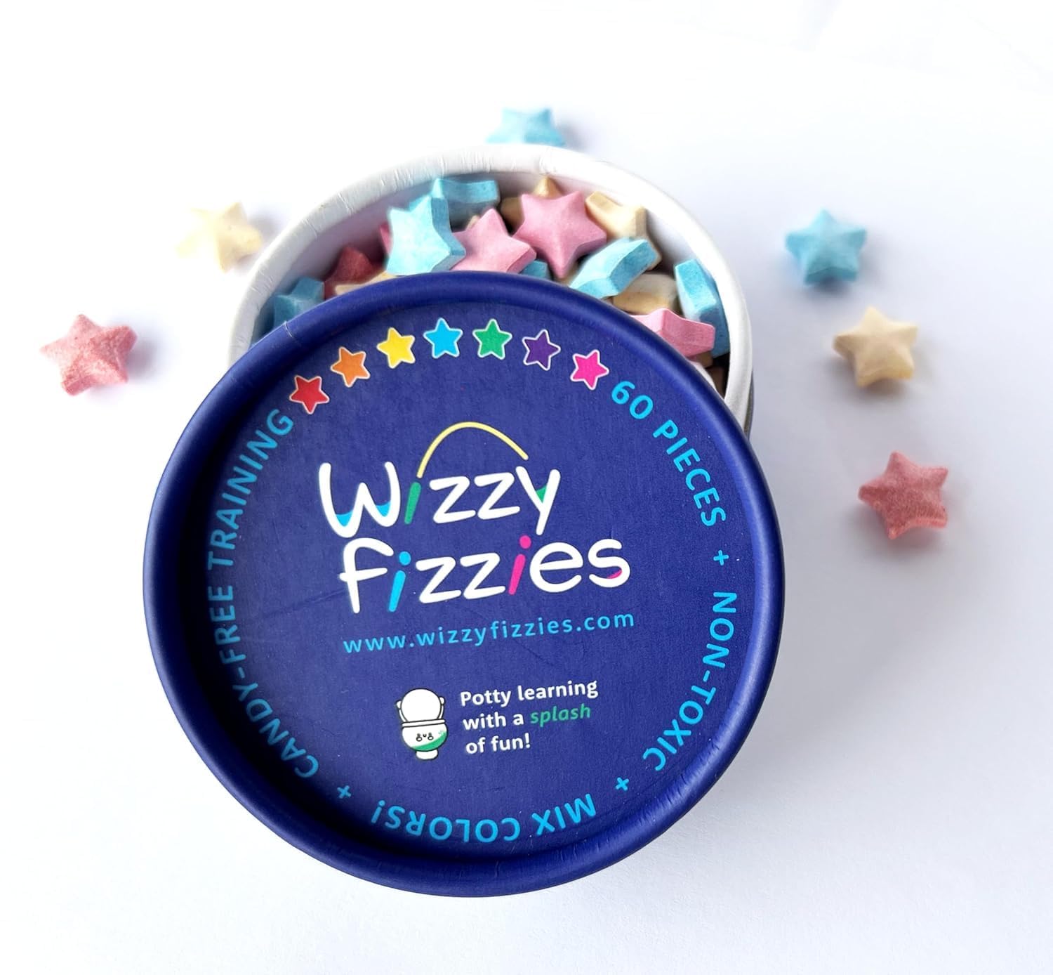 Wizzy Fizzies Potty Training Rewards Toilet Fizzies Non-Food STEM-Based Method that uses Imagination Play 60 Colorful Stars Non-Toxic