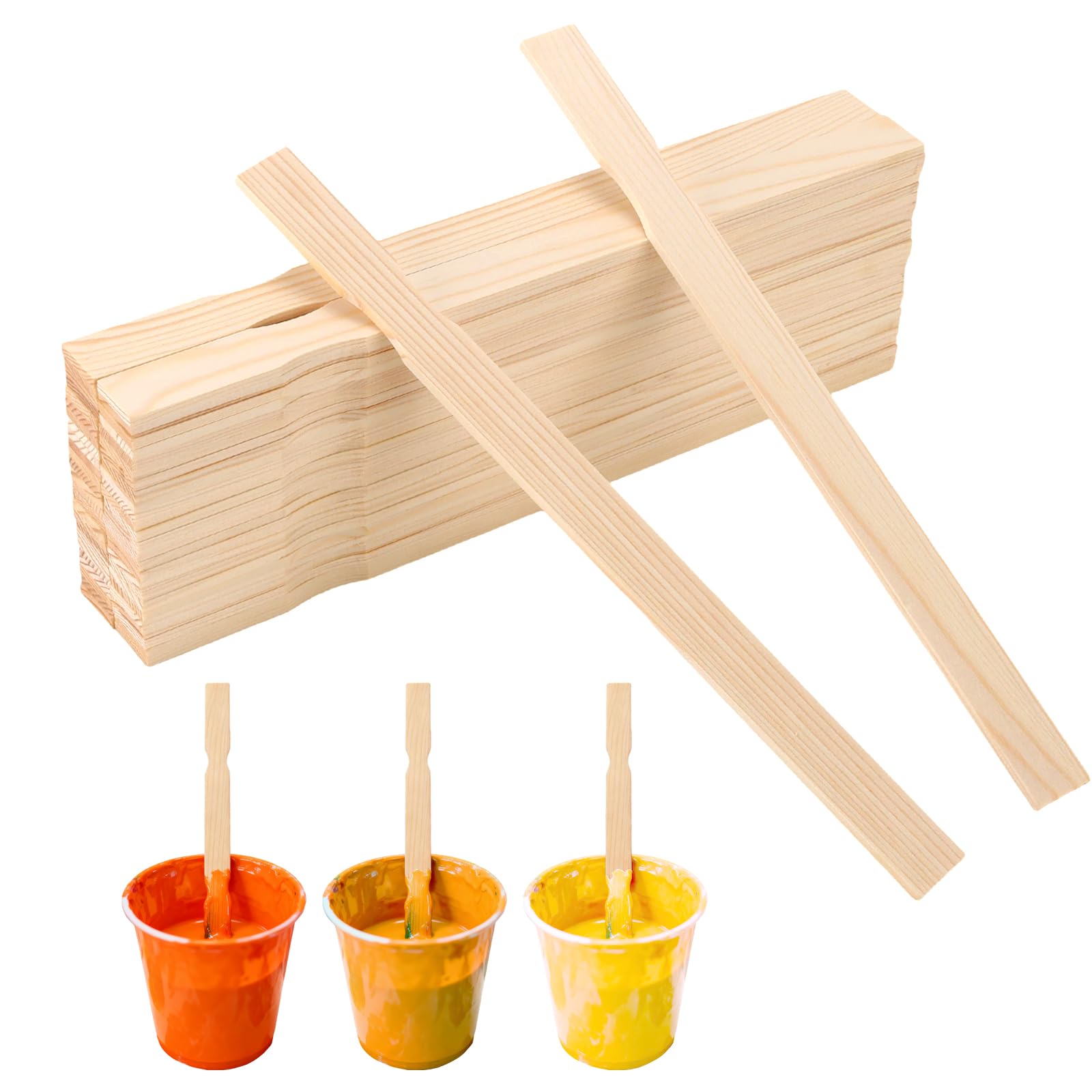 HONYUET 50 Pack 30cm Wooden Paint Stir Sticks, 12 Inch Wood Paint Stirrers Sticks for Mixing